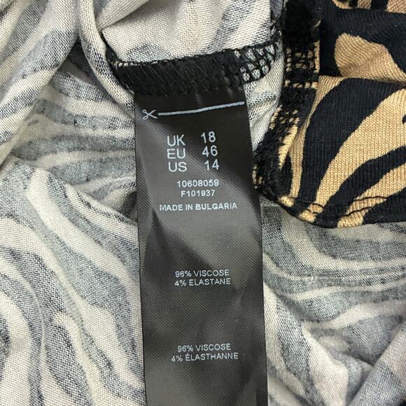 ASOS Design Zebra Print Ruched Bodysuit Womens 14 Tan Black Glam Night Out Y2K - Picture 7 of 7